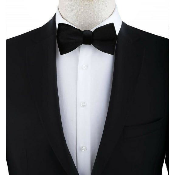 Men's Custom Pre-Tied Sateen Bow Tie Black Bow Tie For Him, Perfect for Wedding, Prom and Black Tie Events
