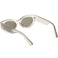 thumbnail image 4 of Bold Wide Arms Thick Frame Cat Eye Sunglasses Flat Oval Mirrored Lens 49mm (Shiny Smoke / Gold Mirror), 4 of 4