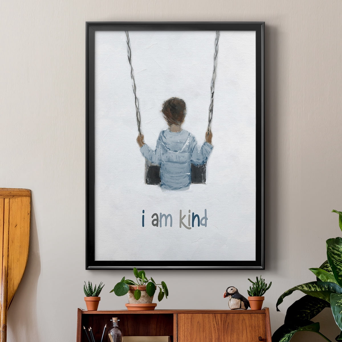 Boy on a Swing Premium Framed Print - Ready to Hang