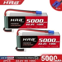 2pcs HRB 6S Lipo Battery 22.2V 100C 5000mAh Soft Case with EC5 for RC Car Truck Airplane Helicopter Tank Drone Boat