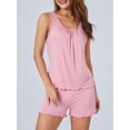 thumbnail image 3 of SUNSIOM Women’s Two Piece Pajama Set Sleeveless Ruched Tank Tops and Shorts Set Babydoll Sleepwear, 3 of 9