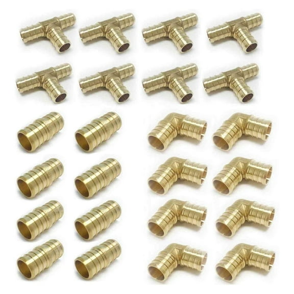 (Pack of 24) LoWyiL 1/2" Pex fittings: Tee, Elbow and Coupling 8 Pieces each