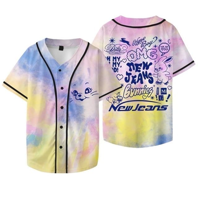 Jeans K-pop New OMG Logo Merch Veste de Baseball T-Shirt Cosplay Femmes Hommes Mode Manches Courtes T-Shirts,TG,Style 9