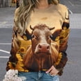 thumbnail image 2 of Farm Cows Womens Casual Crewneck Sweatshirt Long Sleeve Tops Cute Pullover Loose Fit, 2 of 7