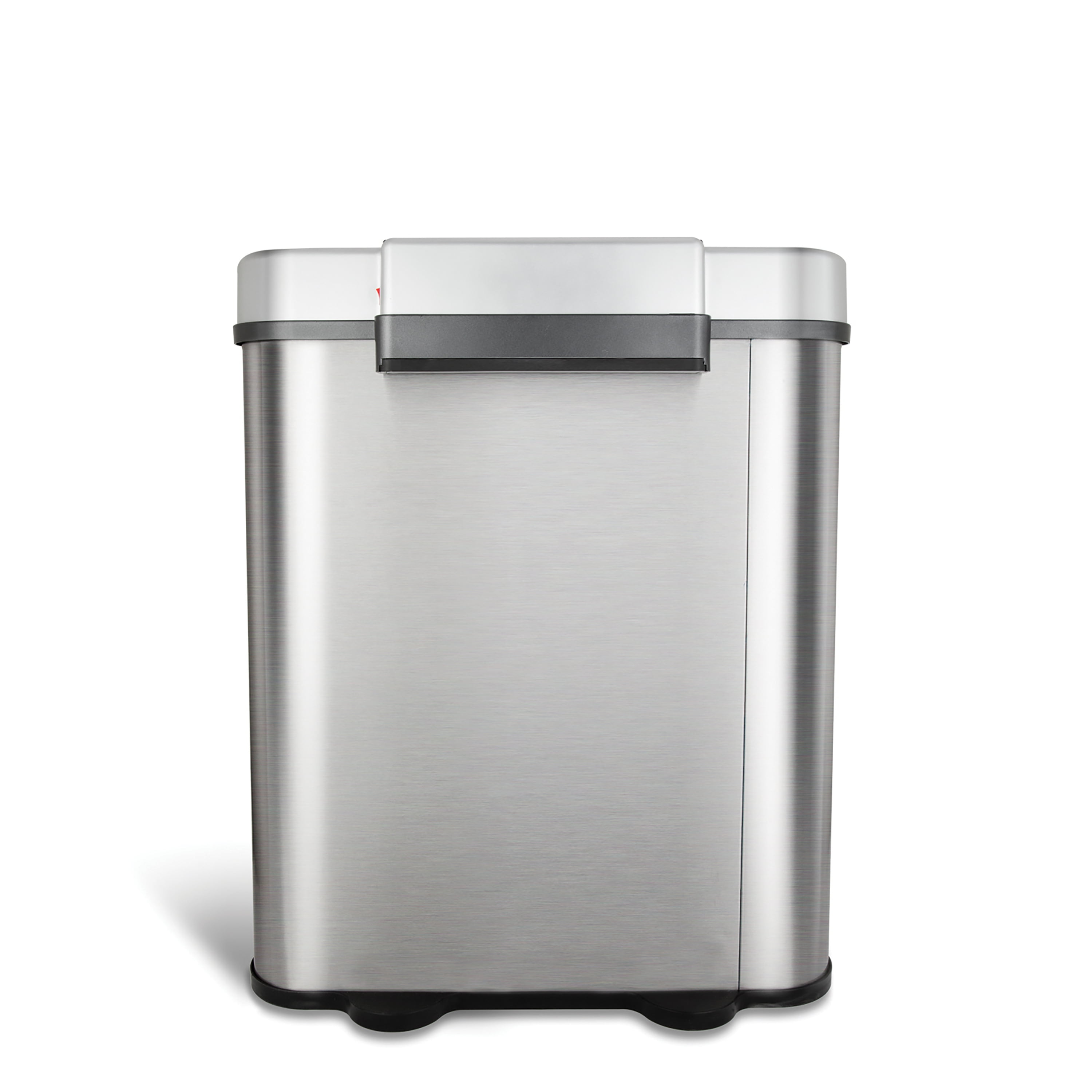 AWENN - Dual Kitchen Garbage Trash Can with Lid and Pedal (7.9 Gallon – 30 Liters) - Touchless Round Shape Waste Bin - Stainless Steel Dustbin for