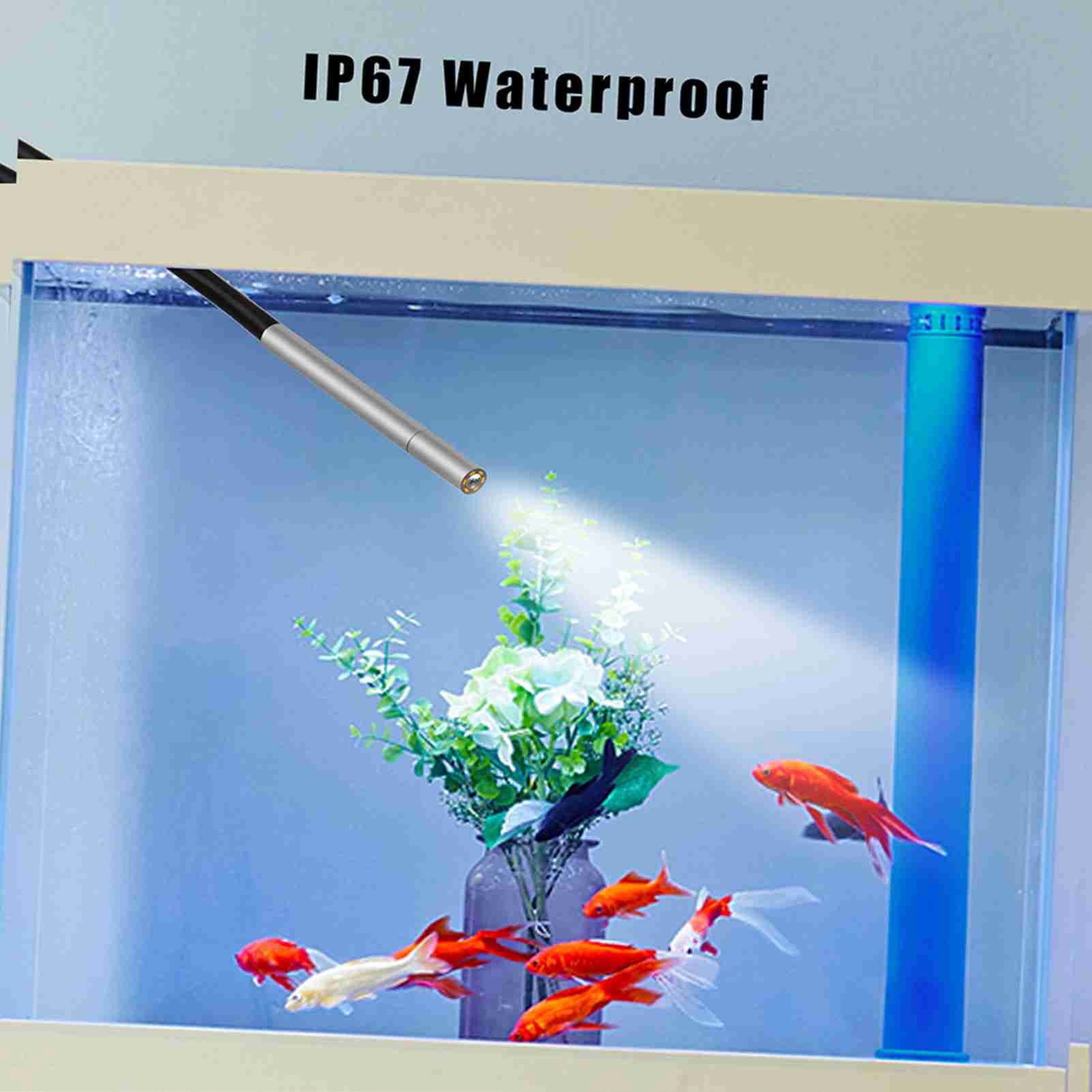 Waterproof Borescope Waterproof P40 Portable Handheld Industrial Endoscope Borescope Inspection Camera IP67 Waterproof 3.9mm Lens Built-in 6pcs Adjustable LEDs with 4.3 Inch High-definition 1080P