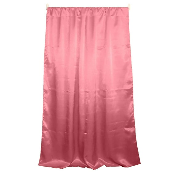 Shiny Satin Solid Single Curtain Panel Drapery 58 Inch Wide Coral