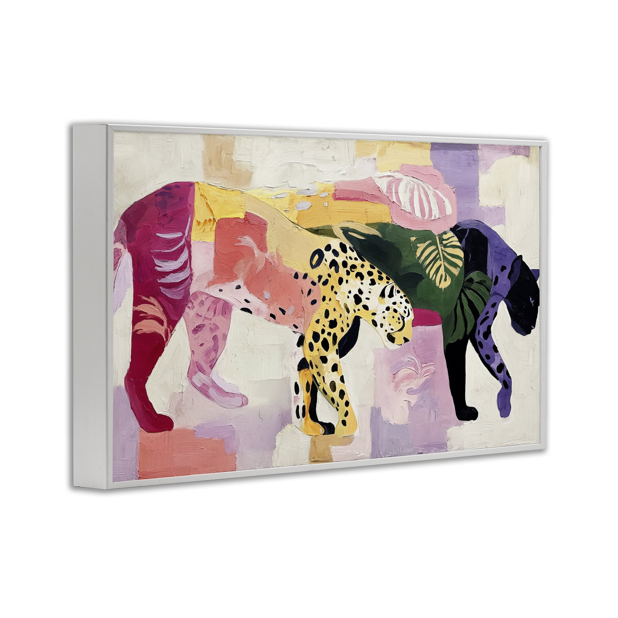 Candy Cats Tropical Wildlife White Framed Giclee Art, design by Annabelle Hall