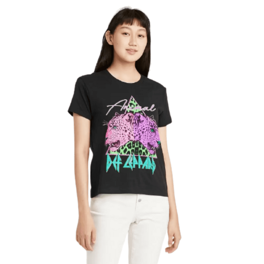 Def Leppard Women's Animal Short Sleeve Graphic T-Shirt In Black XXL -  