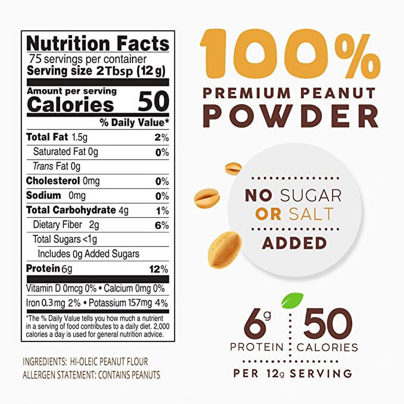 Pasokin All-Natural Powdered Peanut Butter, Gluten-Free Peanut Powder, from Roasted Cold-Pressed High Oleic Peanuts, Bulk, No Sugar Added, Non-GMO, Plant-based Protein, Keto-Friendly, 2 LB