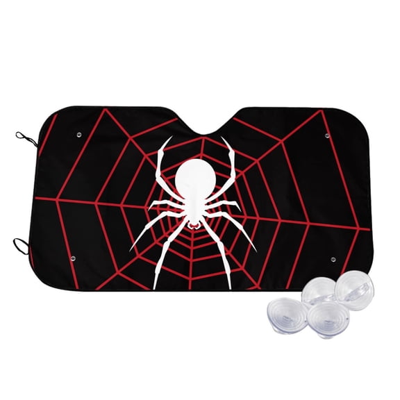 Kdxio Spider On The Web Print Windshield Sun Shade,UV Rays and Sun Heat Protection,Sunshade for Car Windshield,Car Shade Front Windshield - Small