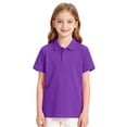 thumbnail image 5 of Girls Short Sleeve Basic Pique Polo Shirts School Uniform Golf Shirts Purple 130, 5 of 7