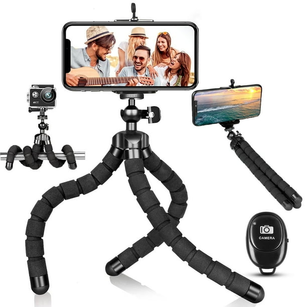 Trípode portátil flexible con soporte para clip para teléfono