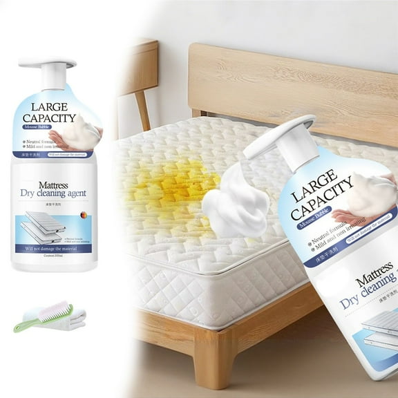 Mattress Stain Remover Spray | Heavy Duty Upholstery Cleaner For Mattresses & Sofas | No-Water Formula | Odor Eliminator | Safe For Sensitive Materials | 300ml | Deep Cleaning Mattress Yellow Cleaner