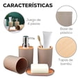 thumbnail image 3 of Accesorios de Baño 4 Piezas | Juego para Baño Moderno de Bambu | Juego de Accesorios de Plastico | Conjunto de 4 piezas para Baño, 3 of 5