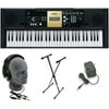 Yamaha YPT220 61-Key Personal Keyboard with AC Adapter, Deluxe Keyboard Stand and Professional Headphones