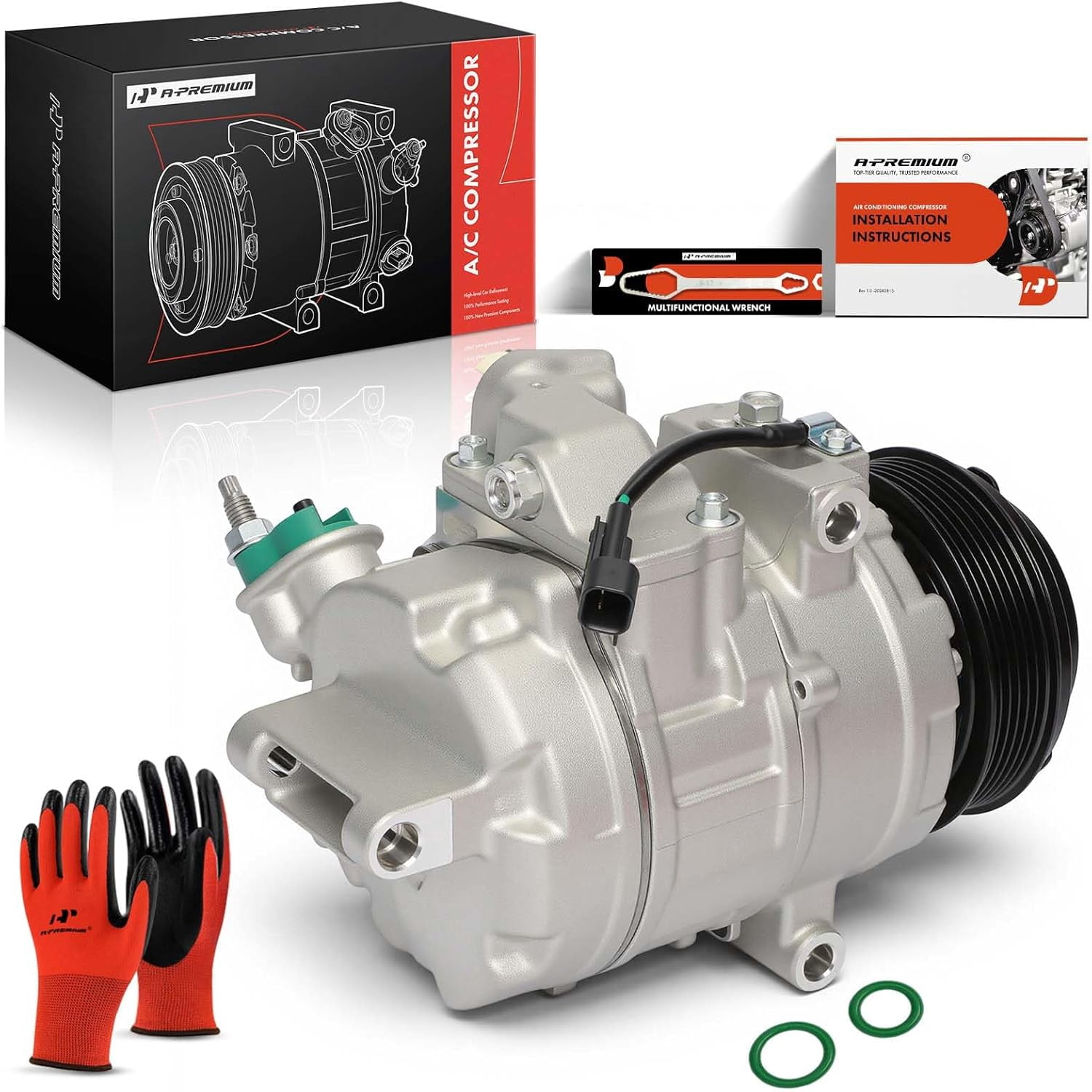 A-Premium AC Compressor with Clutch - Compatible with Ford Explorer 2011-2015, Police Interceptor Utility 2013-2015, Replace# 98332