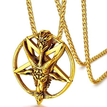 FaithHeart Baphomet Goat Necklace Inverted Pentacle Samael Lilith Satanic Sigil Men Jewelry