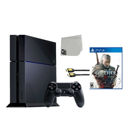 Sony PlayStation 4 500GB Gaming Console Black with The Witcher 3 Wild Hunt BOLT AXTION Bundle Used