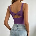 thumbnail image 7 of Women's Workout Sleeveless Cami Vest Square Neck Built in Padded Bra Tank Top Slim Fit Back Twist Cutout Gym Shirts Soft Layering Tops Purple, 7 of 7