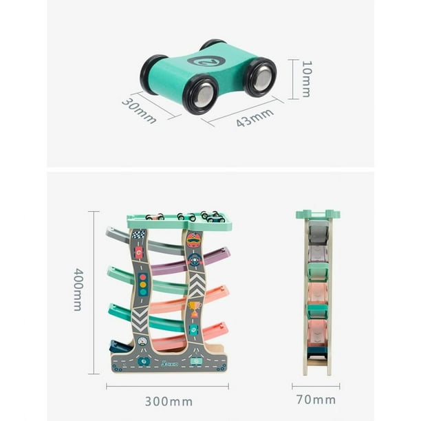 Wooden car ramp racer car race track for toddlers with 8 wooden racing ...