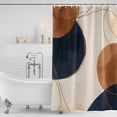 thumbnail image 2 of Brown Navy Blue Shower Curtain Set - 48" x 72" Washable Bathtub Curtain with 12 Hooks, Modern Abstract Art Geometric Waterproof Fabric Stall Shower Curtains for Bathroom/Bathtub Décor, 2 of 6