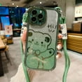 thumbnail image 2 of Funda para iPhone 16 Pro Max con correa, Lindo Patrón de Brillo Brillante de Oso de Dibujos Animados con Brillo de cordón Cruzado para Mujeres y Niñas, Funda Suave de TPU a prueba de golpes, 2 of 6