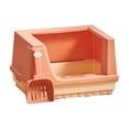 thumbnail image 1 of Cat Litter Box Semi Enclosed Heightened Fence Prevent Leakage Large Space Cat Toilet Orange S, 1 of 12