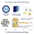 thumbnail image 5 of MomentWish 14K Gold Plated Stud Earrings for Women 3 Carat Round Shaped Moissanite Solitaire Earrings, 5 of 6
