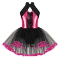 thumbnail image 4 of iiniim Girls Sequined Ballet Tutu Dress Sleeveless Halter Neck Sparkly Jazz Cha Cha Dance Stage Performance Rose 8, 4 of 7