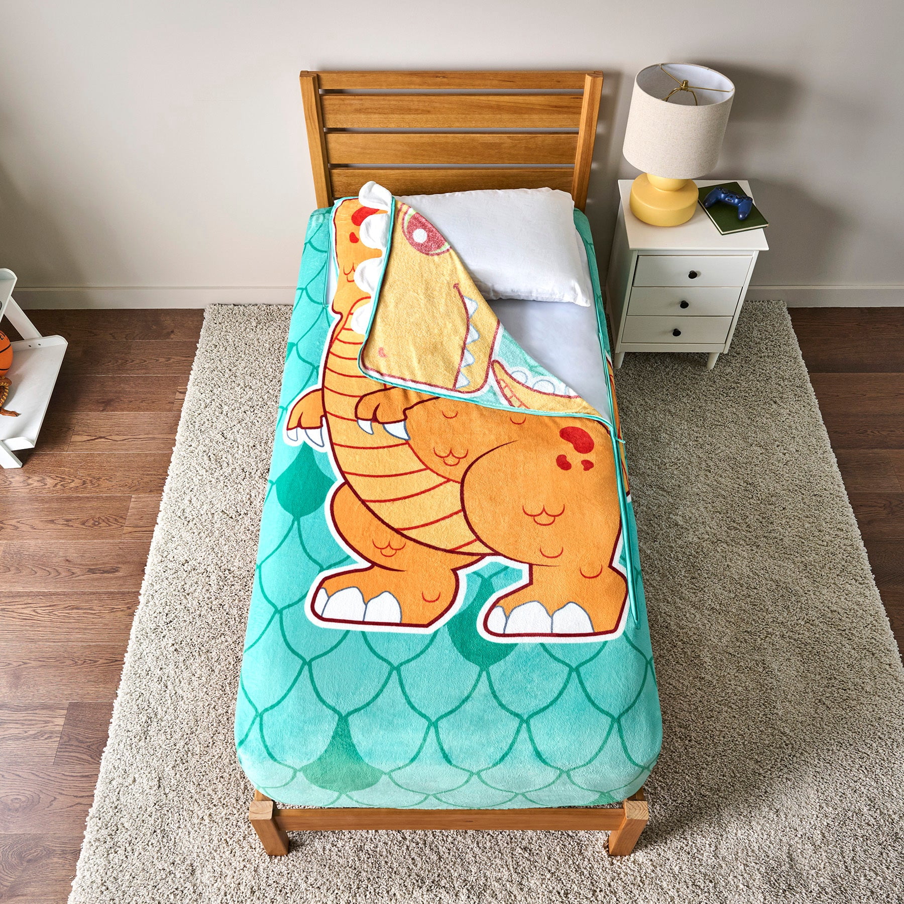 ZippySack, Dino Bed, Zip-Up Fleece, Twin Size, Fits Standard Twin