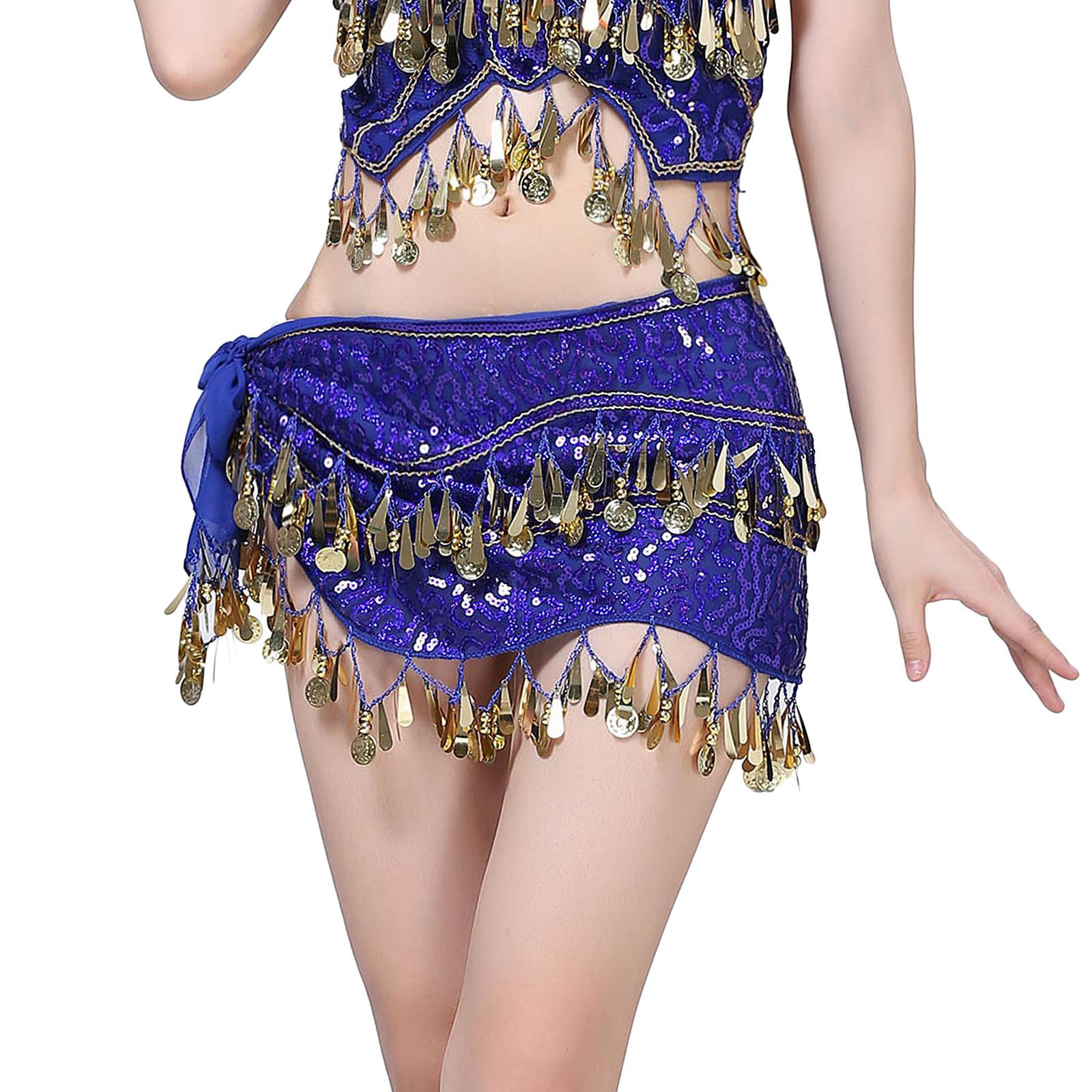 2 Shiny Sequins Belly Dancing Dancer Skirt Belt Hip Scarf Wrap Costume Latin 