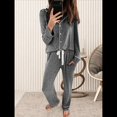 thumbnail image 4 of Conjuntos de Pijama para Mujer, de Larga, con Botones, para Dormir, Pijamas Suaves, Conjuntos de Estar por Casa. Gris XXL, 4 of 9
