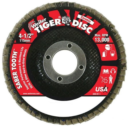 UPC: 0012382501020 | Weiler Arbor Mount Flap Disc 4-1/2in 60 Med. 98109