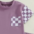 thumbnail image 6 of Summer Outfits for Boys, Casual Sets for Little Boys Checkered Color Block Short Sleeve T-Shirt and Solid Drawstring Shorts Casual Toddler Outfit, 6 of 6