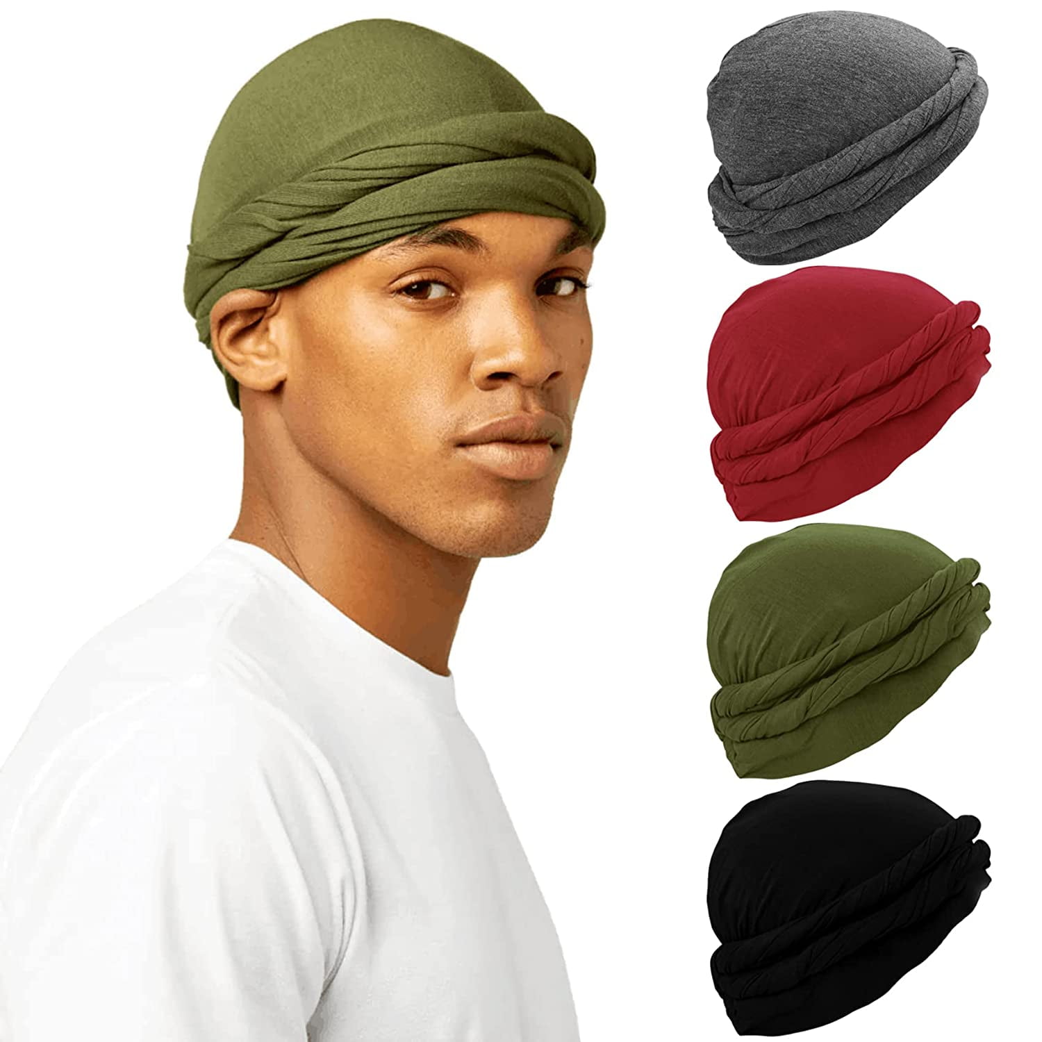 2 Pcs Turban for Men Dreads Head Scarf Durag Men Turban Scarf Tie Turban  Vintage Twist