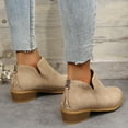 thumbnail image 5 of Willtoo Women's Ankle Boots Low Heels Chunky Fashion Zipper Dressy Booties for Women Pointed Toe Slip On Dress Short Shoes Khaki, 5 of 5