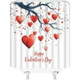 thumbnail image 2 of Happy Valentine''s Day Shower Curtain Red Hearts Tree Branch Cute Sweet Love Romantic Couple Modern Valentines Holiday Watercolor Bathroom Decor Fabric Curtains with Hooks, 2 of 6