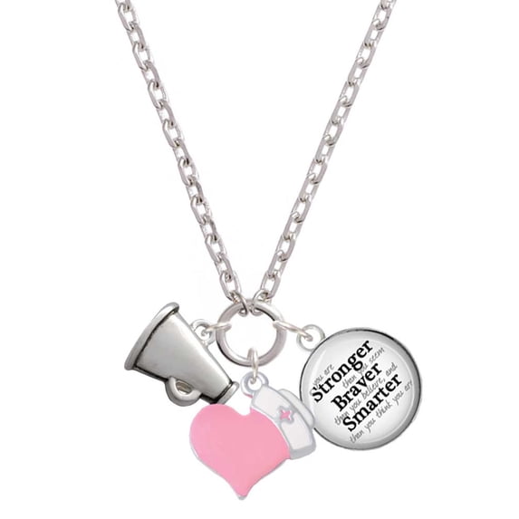 Delight Jewelry Silvertone Small Megaphone - Light Pink Heart Nurse Strong Zoe Necklace