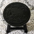 thumbnail image 2 of Carved Rubberwood Stool with Floral Design - Ideal for Child's Step Stool or Decorative Ottoman, 2 of 3
