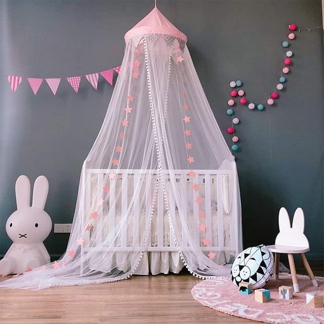 ZHAOCHENG Mosquitera, mosquitera para bebés y niños con estrella luminosa, decoración de cama de princesa - Rosa
