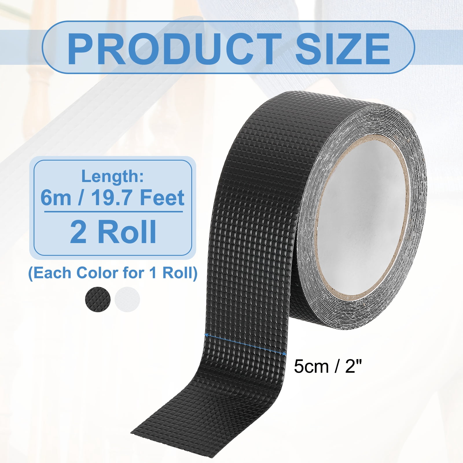 Uxcell 2" x 20 ft Non-Slip Grip Tape, Non-Abrasive Traction Tape - 2 Roll (Black/Clear)