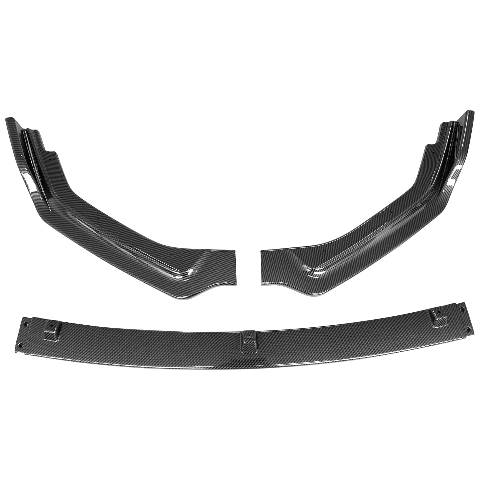 Ikon Motorsports Front Bumper Lip Compatible With 2018-2024 Infiniti Q50 Base/Non-Sport Models Carbon Fiber Print PP Polypropylene 3PCS Add-On Front Lip Spoiler Splitter