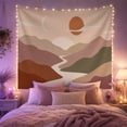 thumbnail image 2 of Abstract Terracotta Mountain Valley with Crescent Moon in Olive Landscape, Dreamy Boho for Nature Lovers, Wall Art Decor, Housewarming Gift Tapestry Wall Hanging for Bedroom and Living Room, 2 of 7