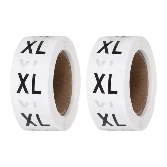 1 Inch XL Clothing Size Stickers, 500 Pcs Round Self Adhesive Labels Shirt Size Labels Semi-Gloss Adhesive Stickers for Retail Clothing t Shirt Skirt, Black (2 Roll)