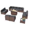 thumbnail image 6 of YardCache 12-Piece Outdoor Patio Furniture Set with 44" Fire Pit Table, All-Weather Wicker Rattan Sectional Sofa with Coffee Table & Cover (Grey), 6 of 7