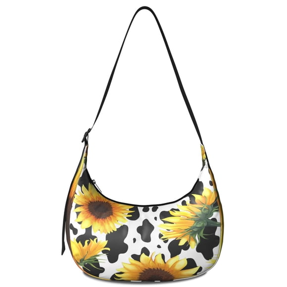Boho Sunflower and Butterfly Corduroy Shoulder Bag for Women Vintage Floral Adjustable Strap Crossbody Purse Rustic Country Bag for Office Hiking Travel