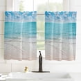 thumbnail image 3 of Ocean Beach Theme Kitchen Curtains for Bedrooml Living Room 39 Inch Length, Blue White Small Short Cafe Tiers Curtains Drape, 2 Panel Window Treatment Rod Pocket Drapery Panels Curtains 27.5x39, 3 of 5