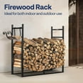 thumbnail image 2 of in Decorative Firewood Storage Log Rack with Bear Pattern Solid Wrought Iron Fireplace Wood Holder Stacker Indoor Outdoor Rustproof, 2 of 7
