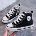 thumbnail image 4 of Zapatos de lona para niños con cremallera lateral alta, antideslizantes, de tela con suela suave, zapatos grandes para niños, zapatos blancos pequeños para jardín de infantes Tide, 4 of 6